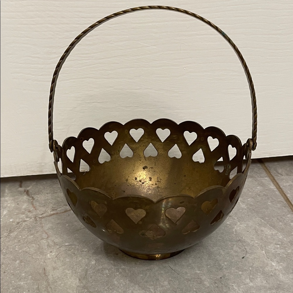Heart Design Brass Basket
